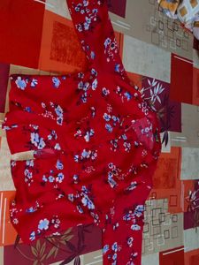 Red Floral Print Crop Top