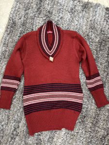 V Thick Wool collared Sweater