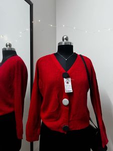 Red Thin Cardigan