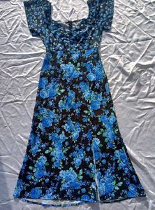 Brand New(Urbanic) Floral Blue Split A- Line Dress