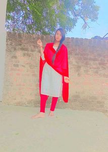 Red Dupatta with White Suit