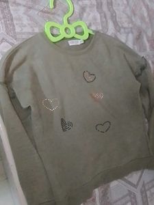 Olive Green Heart Applique Top