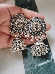 Oxidized Jhumka Earrings