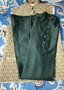 OLIVE GREEN 3 PIECE KURTA SET