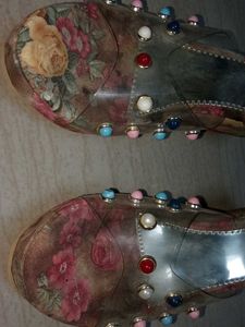 Stylish Floral Wedge Heels with Crystal Studs 👠✨