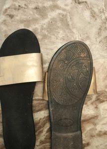 Gold Metallic Slide Sandals