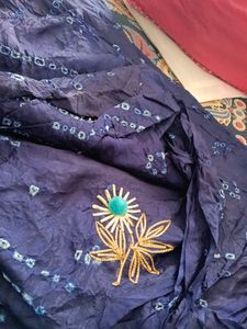 blue bandhej saree with butta in blouse and saree.fresh piece saree and blouse