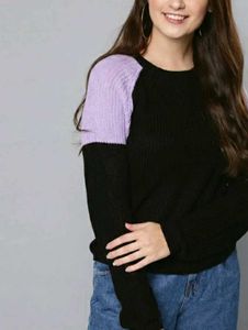 Two-Tone Knit Sweater