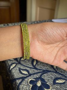 Sparkling Green Bangle Set with 2 neck chains
