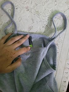 Grey Strappy Camisole Crop Top By Tokyo Talkies