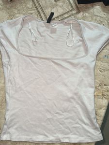 White Cotton Soft Top Wide Sqaure Neck