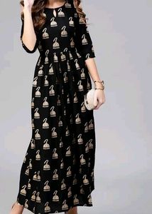 Elegant Black Printed Dress