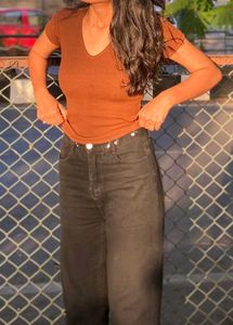 Brown V-Neck T-Shirt