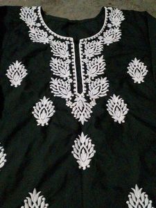 Embroidered Black Kurti Top