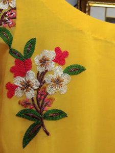 Yellow Embroidered Kurti