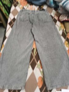 Wide Leg Grey Denim Jeans