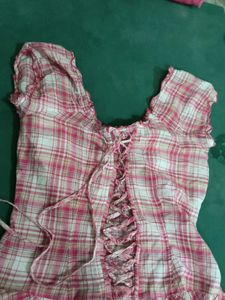 Pink Plaid Ruffle Top