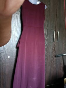 Burgundy Ruffle Hem Midi Dress