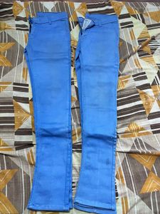 Blue Flare Leg Trousers