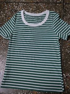 Striped Green & White Tee