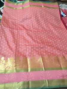 Peach banarasi saree