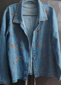 Bead Work Denim Jacket Aka Shirt