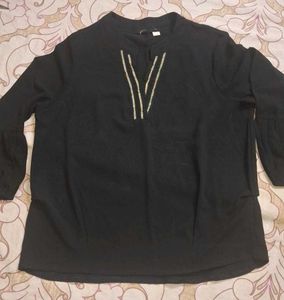 Black Blouse with Embellished Detail