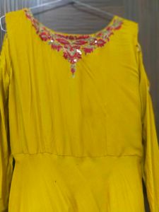 Ethnic Gown #cheapprice #haldidress #yellowcolour