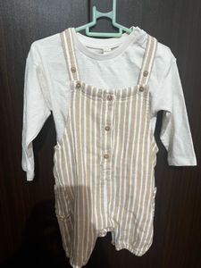 Baby -9-12 Months Stripped Dungarees