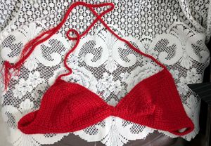 Red crochet bikini