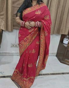 Elegant Pink Embroidered Saree
