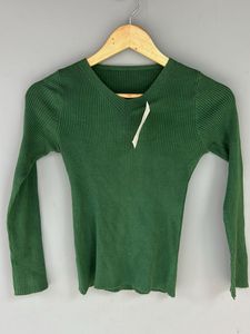 Green Ribbed Long Sleeve Top