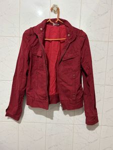 Maroon Denim  Jacket