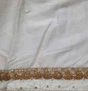 Elegant Cream Kurti with Gold Embellishments