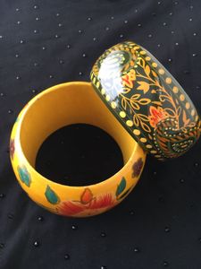 Two handpainted wooden bangles