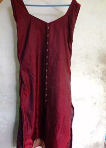 Maroon Dress with Gold Embroidery