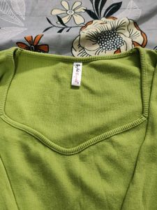 Green Ribbed Knit Top
