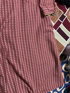 Striped Mauve Kurta with Gold Trim