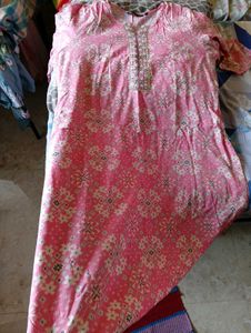 Floral Print Pink Kurta