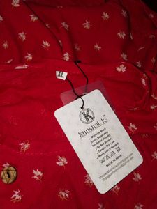 Red Ditsy Print Tunic Dress