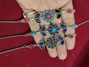Colorful Stone Floral Charm Anklets