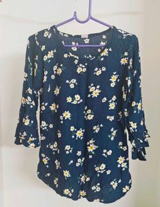 Floral Navy Blue Top