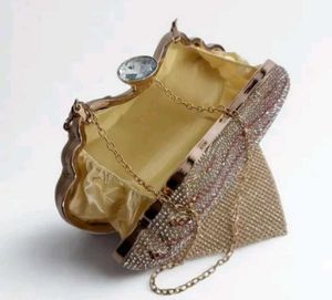 Bridal Gold colour clutch just wow