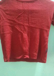 (2-3.5 Year) Girls Red Full Neck Sweater