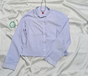 Printerest Blue Cropped Striped Shirt 💙👕