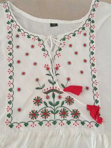 White Embroidered Tunic Top