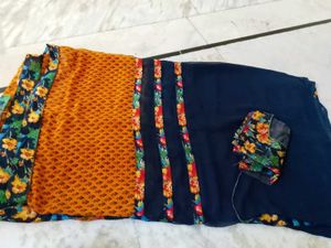 Nevy Blue Saree With Blouse