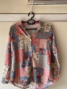 Floral Patchwork Button-Down Shirt