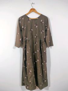 Coffee Brown Printed Casual Kurta (Women&#39;s)