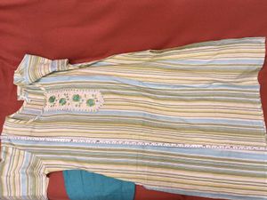 BrandNew SkyBlueStriped NiceEmbroidered KurtiSe